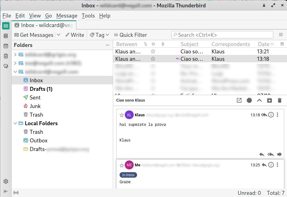 IMAP mail client configured